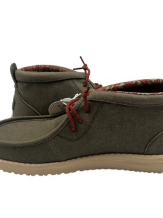NEW Hey Dude Wally Men’s 10 Mid Boots Waxed Canvas Olive NWT main image 5